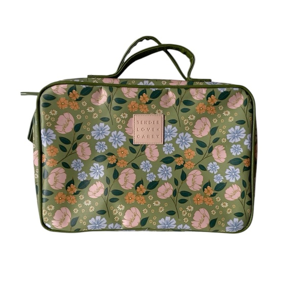 Tender Love & Carry Handbags - Tender Love + Carry travel green floral hanging toiletry bag